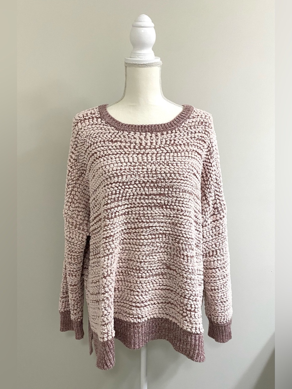 Cupio Womens 1X Oversized Purple Sweater Boho Fall 90s Minimalism Cabincore